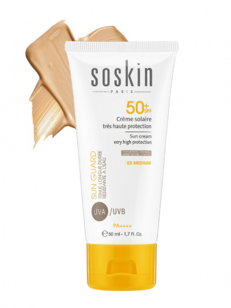 Крем с тональным эффектом Medium Тон 2 SPF50+ Soskin-Paris Sun Cream Cery High Protection-Tinted 02 SPF50+