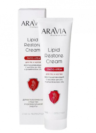 Липо-крем для рук и ногтей восстанавливающий Lipid Restore Cream с маслом ши и д-пантенолом Aravia Professional, 100 мл