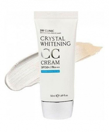 Кристаллизированный отбеливающий СС крем для лица SPF50 PA+++ светло-бежевый 3W Clinic Crystal Whitening CC Cream