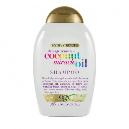 Восстанавливающий шампунь для волос с кокосовым маслом OGX Extra Strength Damage Remedy+Coconut Miracle Oil Shampoo 385 мл.