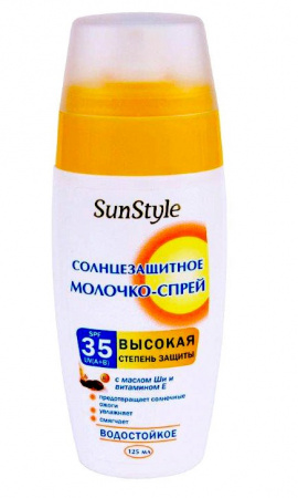 Водостойкое молочко-спрей солнцезащитное SunStyle SPF-35 UV (A+B)