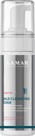 Пенка для умывания бессульфатная успокаивающая с экстрактом гамамелиса Lamar Professional MILD CLEANSING FOAM, 150 мл