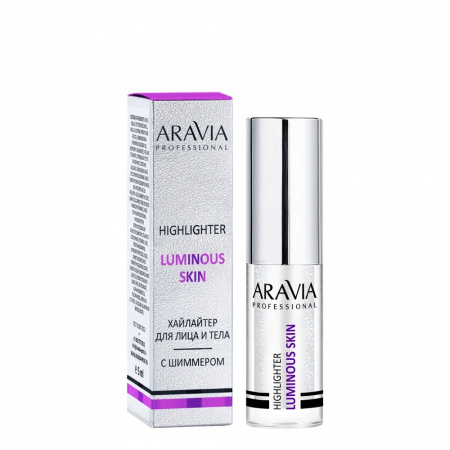 Хайлайтер с шиммером жидкий для лица и тела (прозрачный с блестками) Aravia Professional Luminous skin 01 highlighter, 5 мл