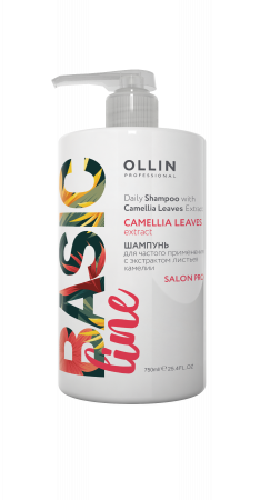 Шампунь с экстрактом листьев камелии для частого применения OLLIN Professional Basic Line Daily Shampoo with Camellia Leave, 750 мл